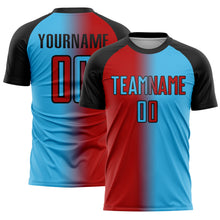 Загрузить изображение в средство просмотра галереи, Custom Sky Blue Red-Black Sublimation Gradient Fashion Soccer Uniform Jersey