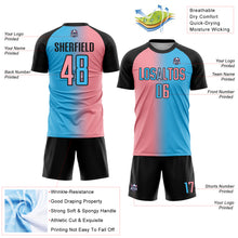 Charger l'image dans la galerie, Custom Sky Blue Medium Pink-Black Sublimation Gradient Fashion Soccer Uniform Jersey