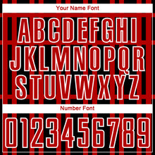 Load image into Gallery viewer, Custom Black Red-White Stripe Line Sublimation Soccer Uniform Jersey