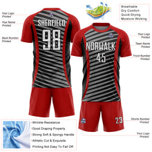 Load image into Gallery viewer, Custom Red White-Black Stripe Line Sublimation Soccer Uniform Jersey