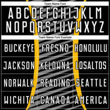 Load image into Gallery viewer, Custom Gold White-Black Stripe Line Sublimation Soccer Uniform Jersey