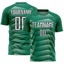 Charger l'image dans la galerie, Custom Kelly Green White-Black Stripe Line Sublimation Soccer Uniform Jersey