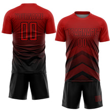 Charger l'image dans la galerie, Custom Red Black Gradient Arrow Geometric Shapes Sublimation Soccer Uniform Jersey