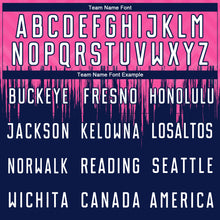 Laden Sie das Bild in den Galerie-Viewer, Custom Pink White-Navy Gradient Dripping Splatter Art Sublimation Soccer Uniform Jersey