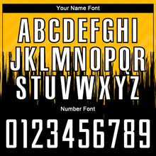 Charger l'image dans la galerie, Custom Gold White-Black Gradient Dripping Splatter Art Sublimation Soccer Uniform Jersey