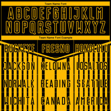 Load image into Gallery viewer, Custom Black Gold Stripe Line Sublimation Soccer Uniform Jersey