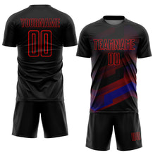 Charger l'image dans la galerie, Custom Black Fire Red Gradient Arrow Geometric Shapes Sublimation Soccer Uniform Jersey
