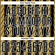 Load image into Gallery viewer, Custom Black Old Gold-White Stripe Line Sublimation Soccer Uniform Jersey