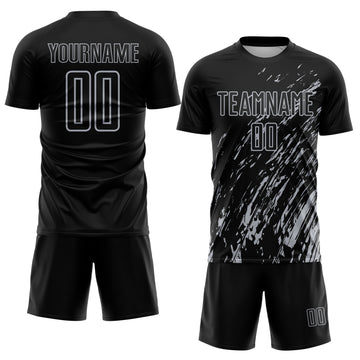 Custom Black Gray Splash Sublimation Soccer Uniform Jersey