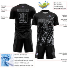 Load image into Gallery viewer, Custom Black Gray Splash Sublimation Soccer Uniform Jersey