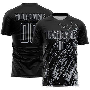 Custom Black Gray Splash Sublimation Soccer Uniform Jersey