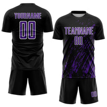 Load image into Gallery viewer, Custom Black Purple-White Splash Sublimation Soccer Uniform Jersey