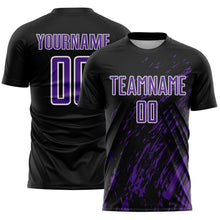 Load image into Gallery viewer, Custom Black Purple-White Splash Sublimation Soccer Uniform Jersey