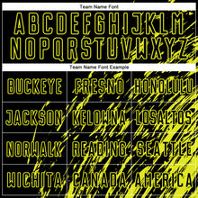 Load image into Gallery viewer, Custom Black Neon Yellow Splash Sublimation Soccer Uniform Jersey