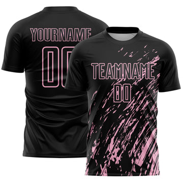 Custom Black Light Pink Splash Sublimation Soccer Uniform Jersey
