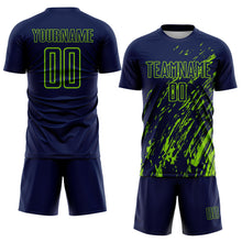 Charger l'image dans la galerie, Custom Navy Neon Green Splash Sublimation Soccer Uniform Jersey