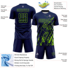 Charger l'image dans la galerie, Custom Navy Neon Green Splash Sublimation Soccer Uniform Jersey