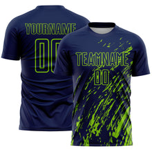 Charger l'image dans la galerie, Custom Navy Neon Green Splash Sublimation Soccer Uniform Jersey