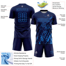 Laden Sie das Bild in den Galerie-Viewer, Custom Navy Powder Blue Splash Sublimation Soccer Uniform Jersey