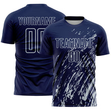 Charger l'image dans la galerie, Custom Navy Silver Splash Sublimation Soccer Uniform Jersey