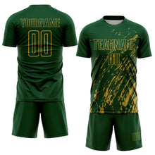 Charger l'image dans la galerie, Custom Green Old Gold Splash Sublimation Soccer Uniform Jersey