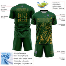 Charger l'image dans la galerie, Custom Green Old Gold Splash Sublimation Soccer Uniform Jersey
