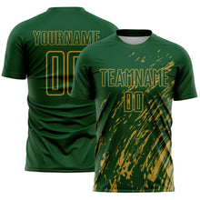 Charger l'image dans la galerie, Custom Green Old Gold Splash Sublimation Soccer Uniform Jersey