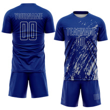 Laden Sie das Bild in den Galerie-Viewer, Custom Royal Gray Splash Sublimation Soccer Uniform Jersey