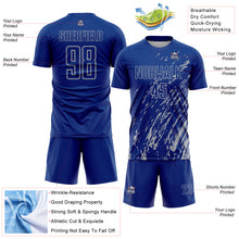 Laden Sie das Bild in den Galerie-Viewer, Custom Royal Gray Splash Sublimation Soccer Uniform Jersey
