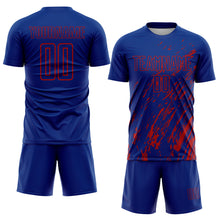 Load image into Gallery viewer, Custom Royal Red Splash Sublimation Soccer Uniform Jersey