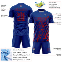 Load image into Gallery viewer, Custom Royal Red Splash Sublimation Soccer Uniform Jersey