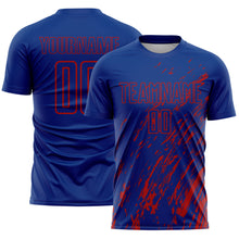 Load image into Gallery viewer, Custom Royal Red Splash Sublimation Soccer Uniform Jersey