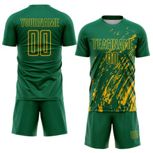 Charger l'image dans la galerie, Custom Kelly Green Gold Splash Sublimation Soccer Uniform Jersey