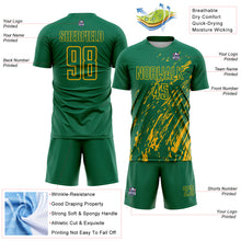 Charger l'image dans la galerie, Custom Kelly Green Gold Splash Sublimation Soccer Uniform Jersey