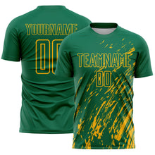 Charger l'image dans la galerie, Custom Kelly Green Gold Splash Sublimation Soccer Uniform Jersey