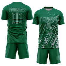 Charger l'image dans la galerie, Custom Kelly Green Gray Splash Sublimation Soccer Uniform Jersey