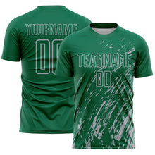 Charger l'image dans la galerie, Custom Kelly Green Gray Splash Sublimation Soccer Uniform Jersey