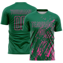 Charger l'image dans la galerie, Custom Kelly Green Pink Splash Sublimation Soccer Uniform Jersey