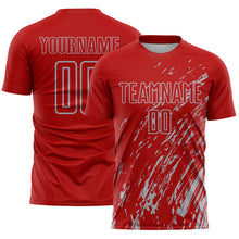 Load image into Gallery viewer, Custom Red Gray Splash Sublimation Soccer Uniform Jersey