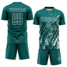 Load image into Gallery viewer, Custom Teal White Splash Sublimation Soccer Uniform Jersey