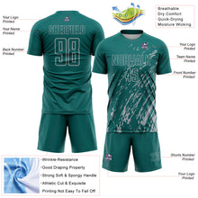Load image into Gallery viewer, Custom Teal Gray Splash Sublimation Soccer Uniform Jersey