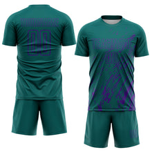 Load image into Gallery viewer, Custom Teal Purple Splash Sublimation Soccer Uniform Jersey