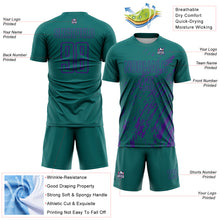 Load image into Gallery viewer, Custom Teal Purple Splash Sublimation Soccer Uniform Jersey