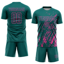 Load image into Gallery viewer, Custom Teal Pink Splash Sublimation Soccer Uniform Jersey