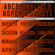 Load image into Gallery viewer, Custom Black Orange Line Sublimation Soccer Uniform Jersey