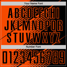 Load image into Gallery viewer, Custom Black Orange Line Sublimation Soccer Uniform Jersey