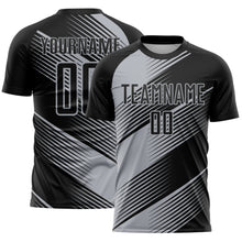 Load image into Gallery viewer, Custom Black Gray Line Sublimation Soccer Uniform Jersey