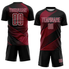 Load image into Gallery viewer, Custom Black Crimson-White Line Sublimation Soccer Uniform Jersey
