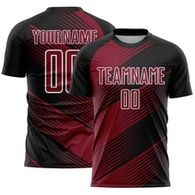 Load image into Gallery viewer, Custom Black Crimson-White Line Sublimation Soccer Uniform Jersey