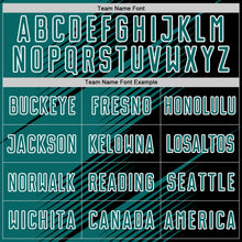 Load image into Gallery viewer, Custom Black Teal-White Line Sublimation Soccer Uniform Jersey